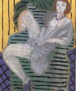 Henri Matisse Woman in an Armchair Blue and Yellow Background (mk35) oil painting artist